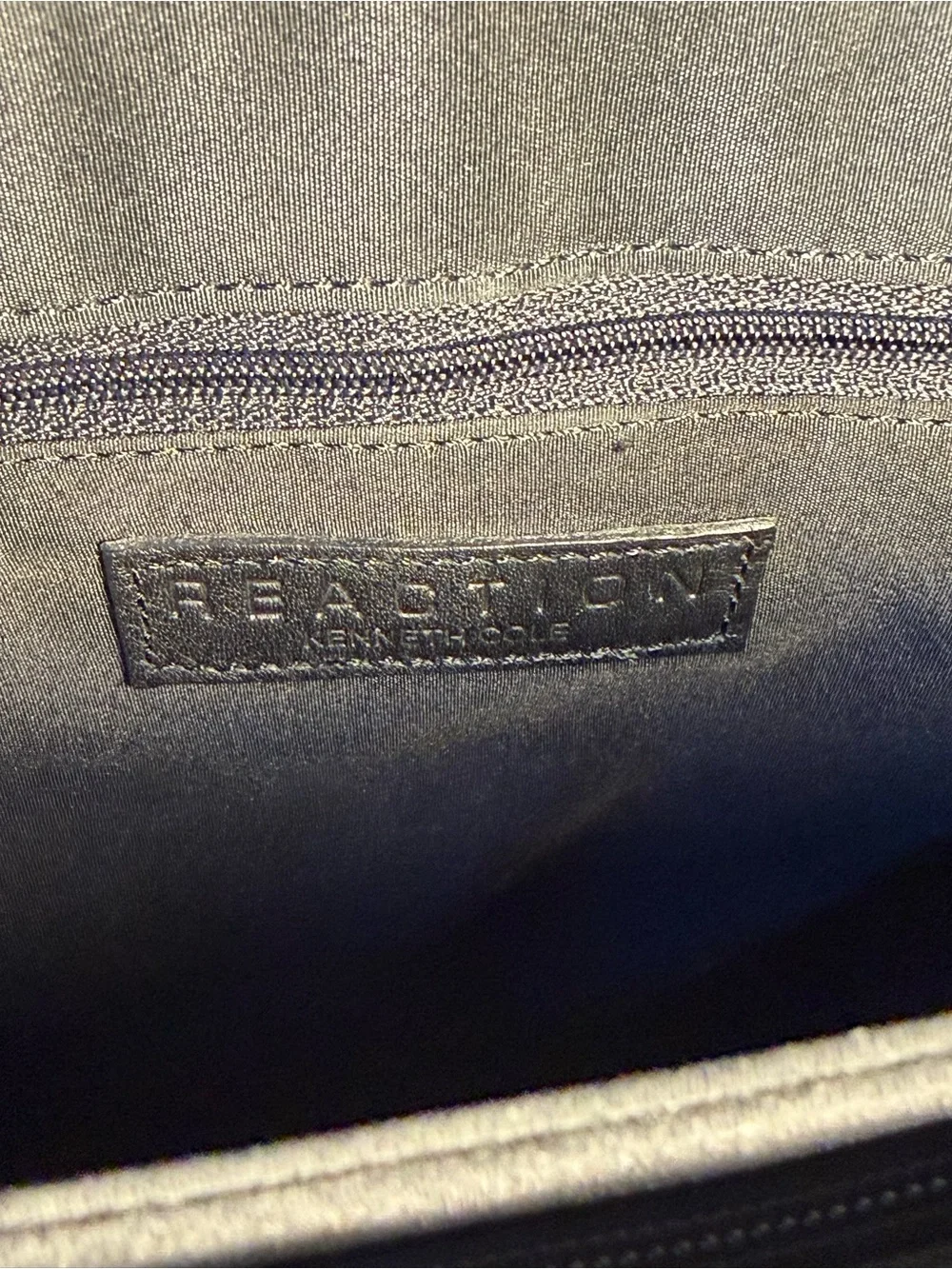 Kenneth Cole Black Leather and Nylon Shoulder / Messenger Bag